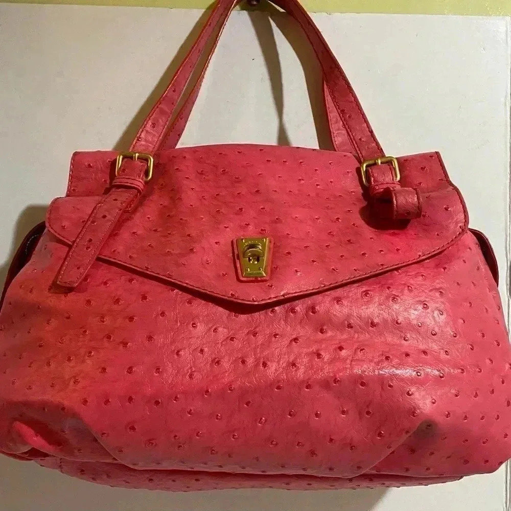 Marc by Marc Jacobs coral embossed leather satchel handbag